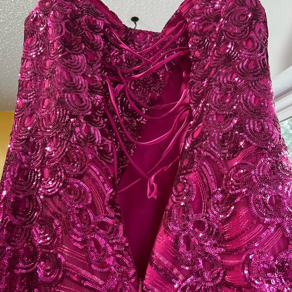 Clarisse Fuchsia Sequin Prom Dress - Picture 7 of 15
